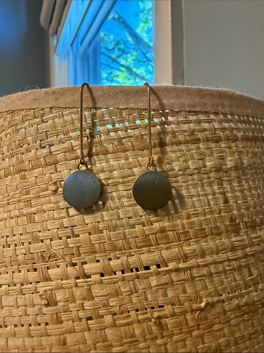 Minimalist Drop Disc Earrings - Picture 2 of 2